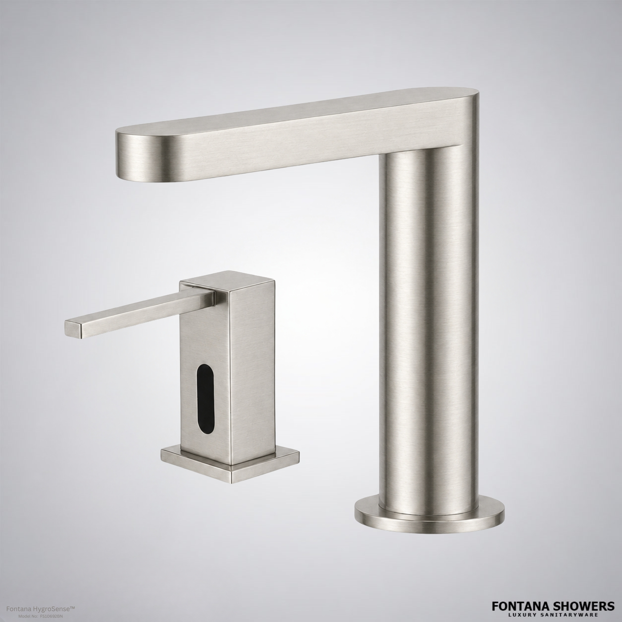 Fontana HygroSense Edition Brushed Nickel Sensor Activated Deck Mount Faucet with Soap Dispenser - FS10692BN